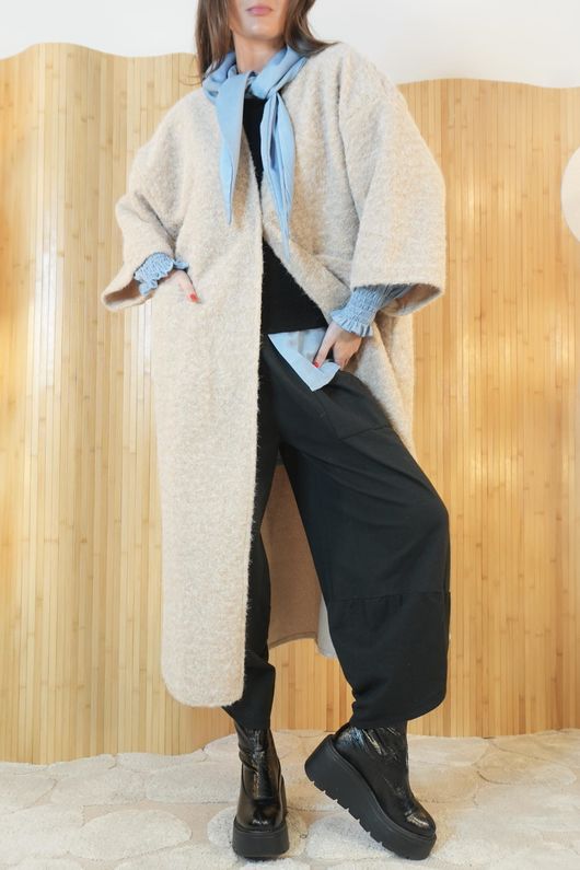 Norbury Japanese 3/4 Sleeve Duster Coat Latte /5 